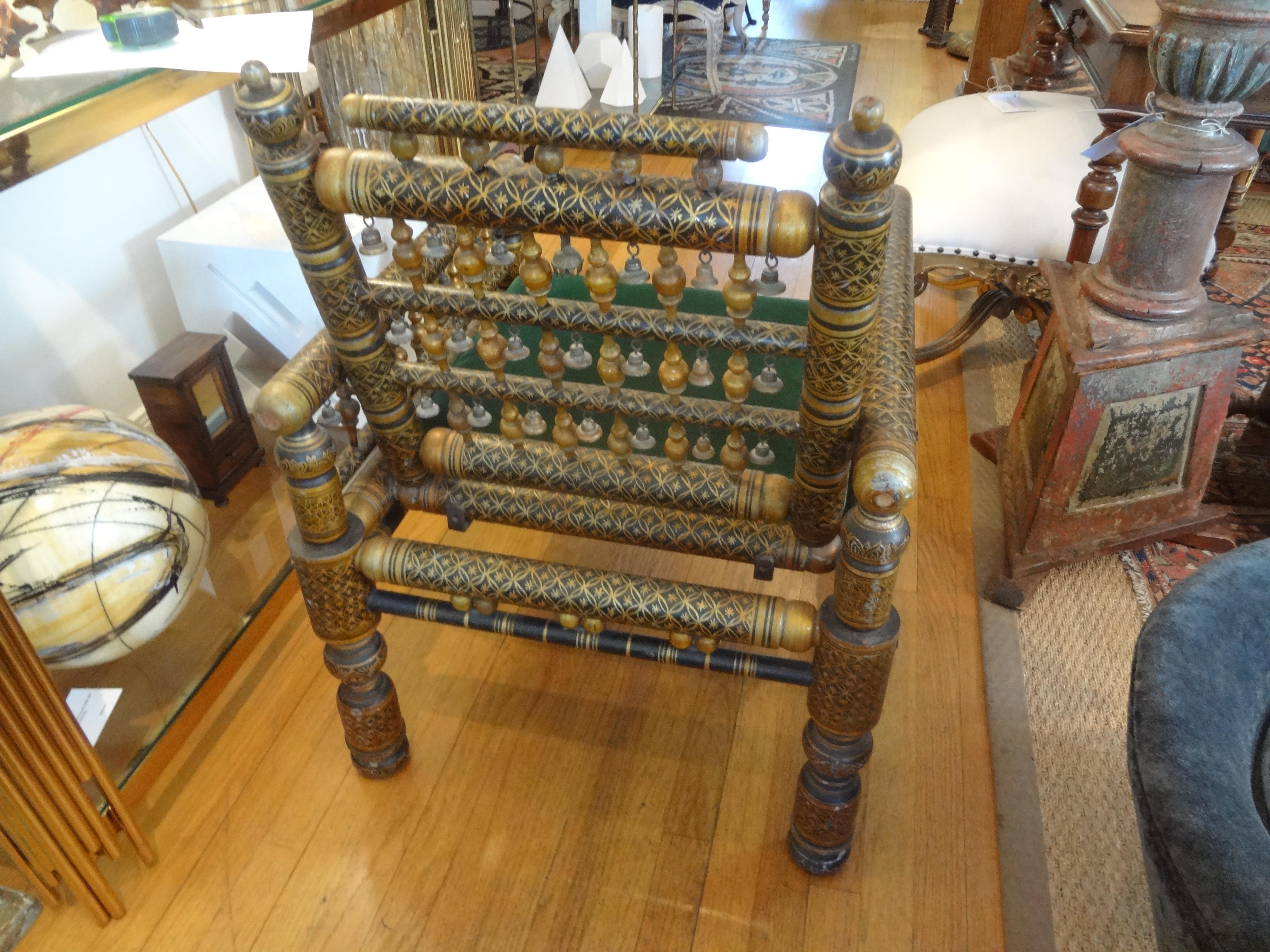 Moorish 20th Century Moroccan Hand Decorated Chair For Sale