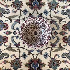 20th Century Moroccan Hand Painted Round Ceramic Sink in Red and Beige