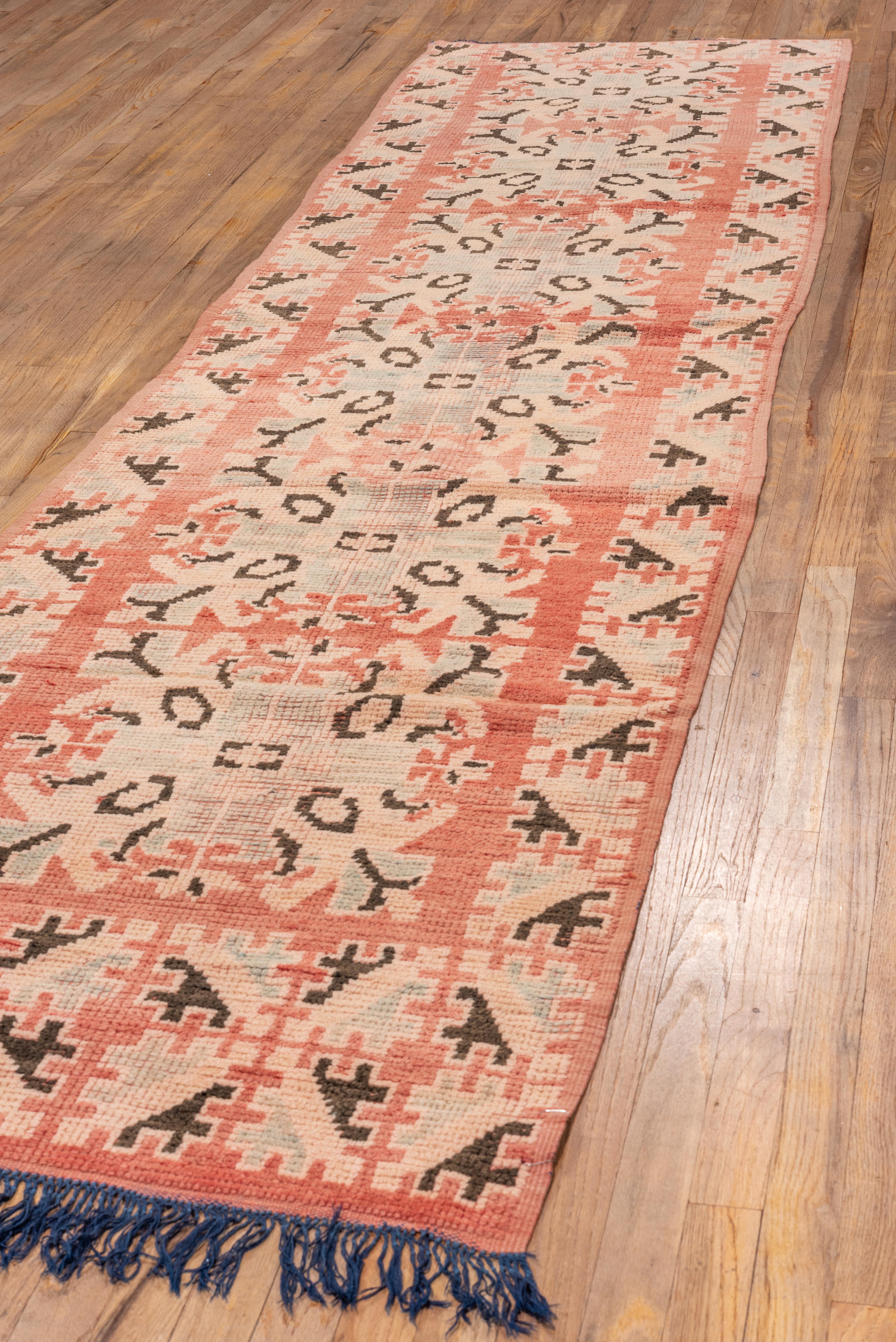 20th Century Moroccan Rug Allover Orange Clay Abstract For Sale 3