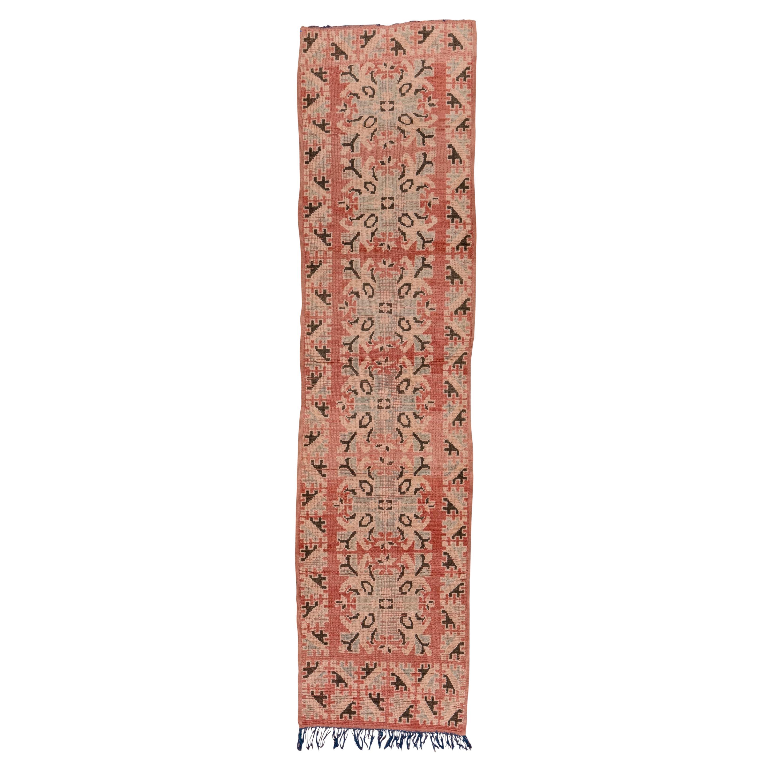 20th Century Moroccan Rug Allover Orange Clay Abstract For Sale