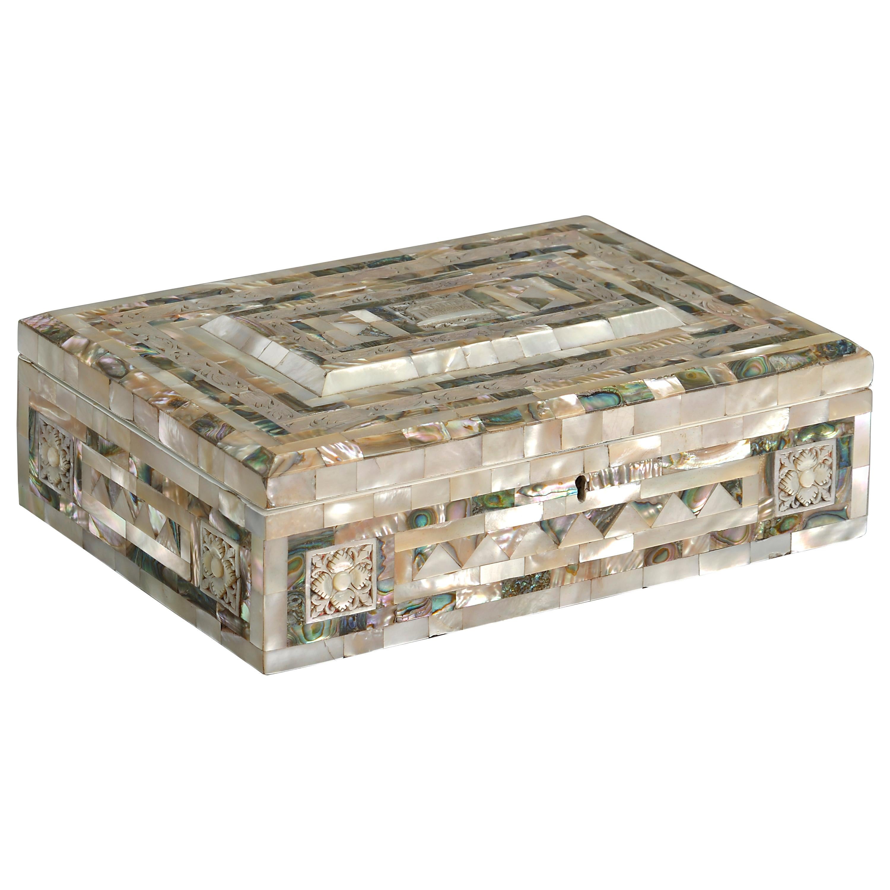 20th Century Mother of Pearl Mosaic Jewelry Box