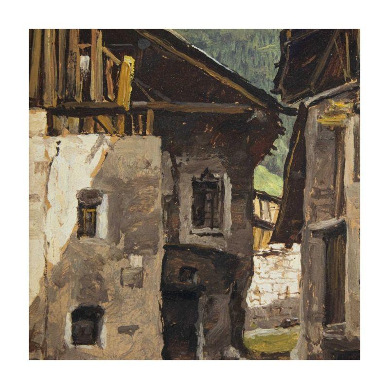 Peinture Tempera sur carton de vue de montagne du 20ème siècle par Piero Leidi Bon état - En vente à Milan, IT