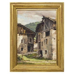 20th Century Mountain View Painting Tempera on Cardboard by Piero Leidi