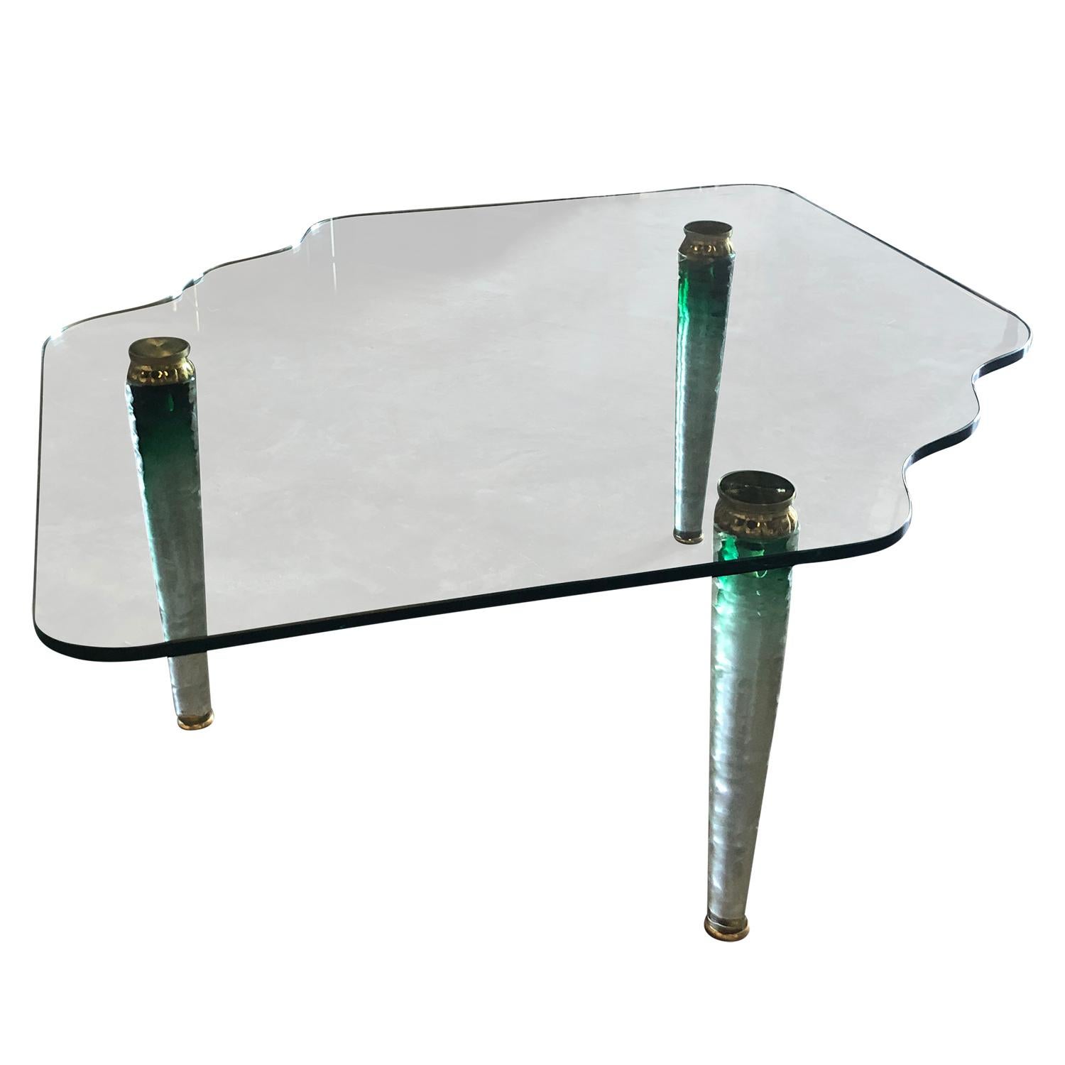 Mid-Century Modern 20th Century Italian Murano Glass Coffee Table in the Style of Danny Lane For Sale
