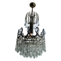 20th Century Murano Glass and Chromed Metal Chandelier, 1950s