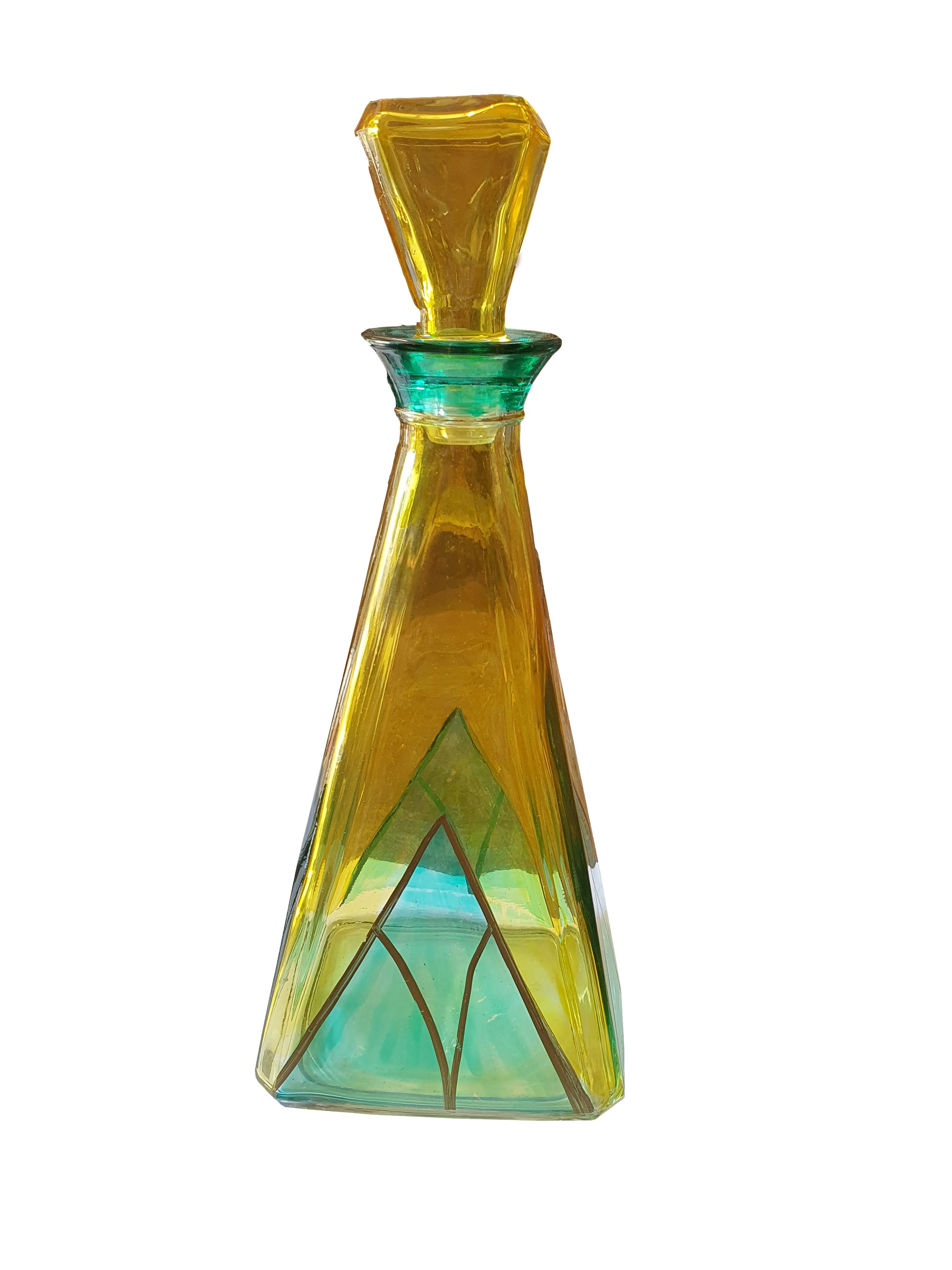 Murano glass bottle, made in Italy. 70's design.