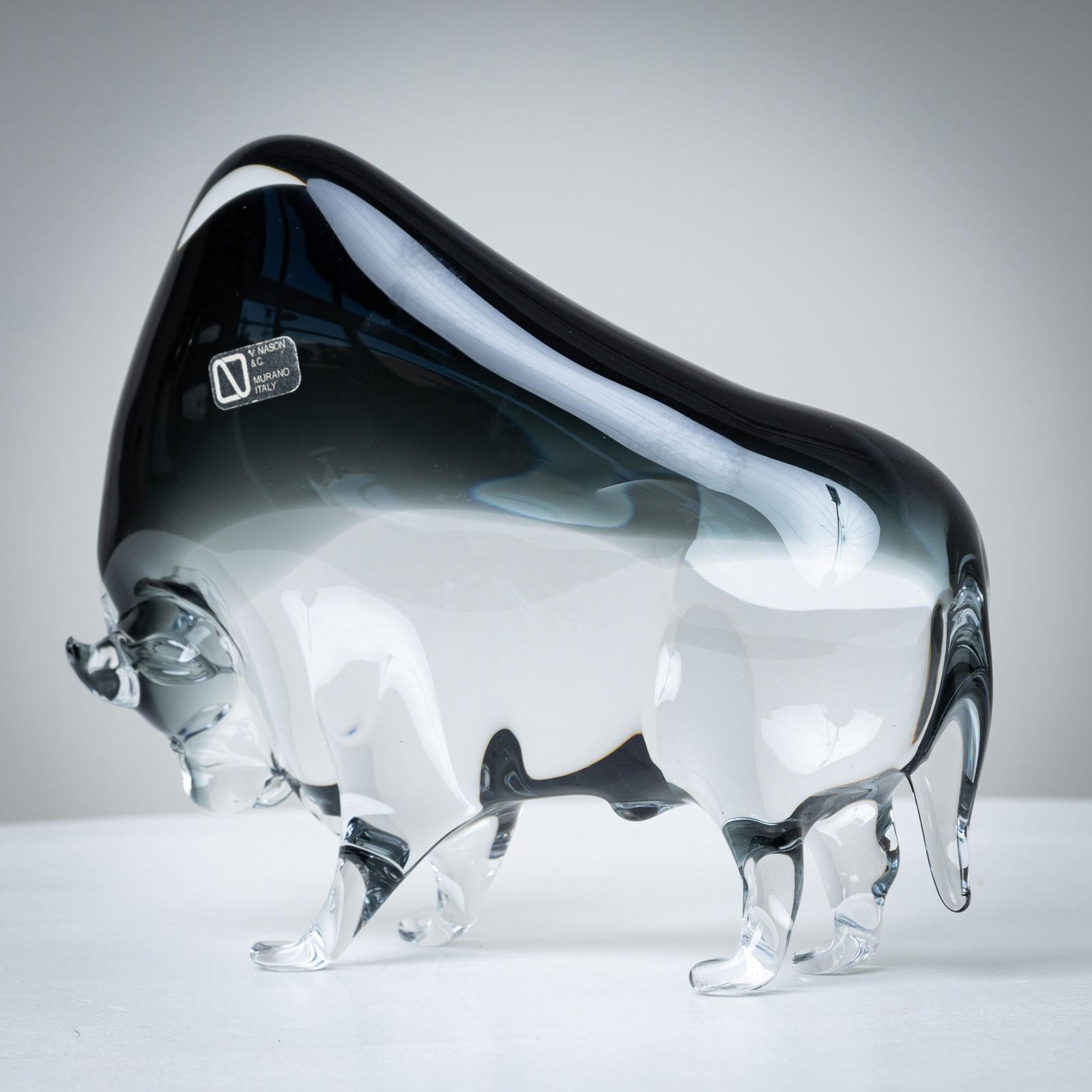 20th Century Murano Glass Buffalo from V. Nason & Co., Italy In Good Condition For Sale In New York, NY