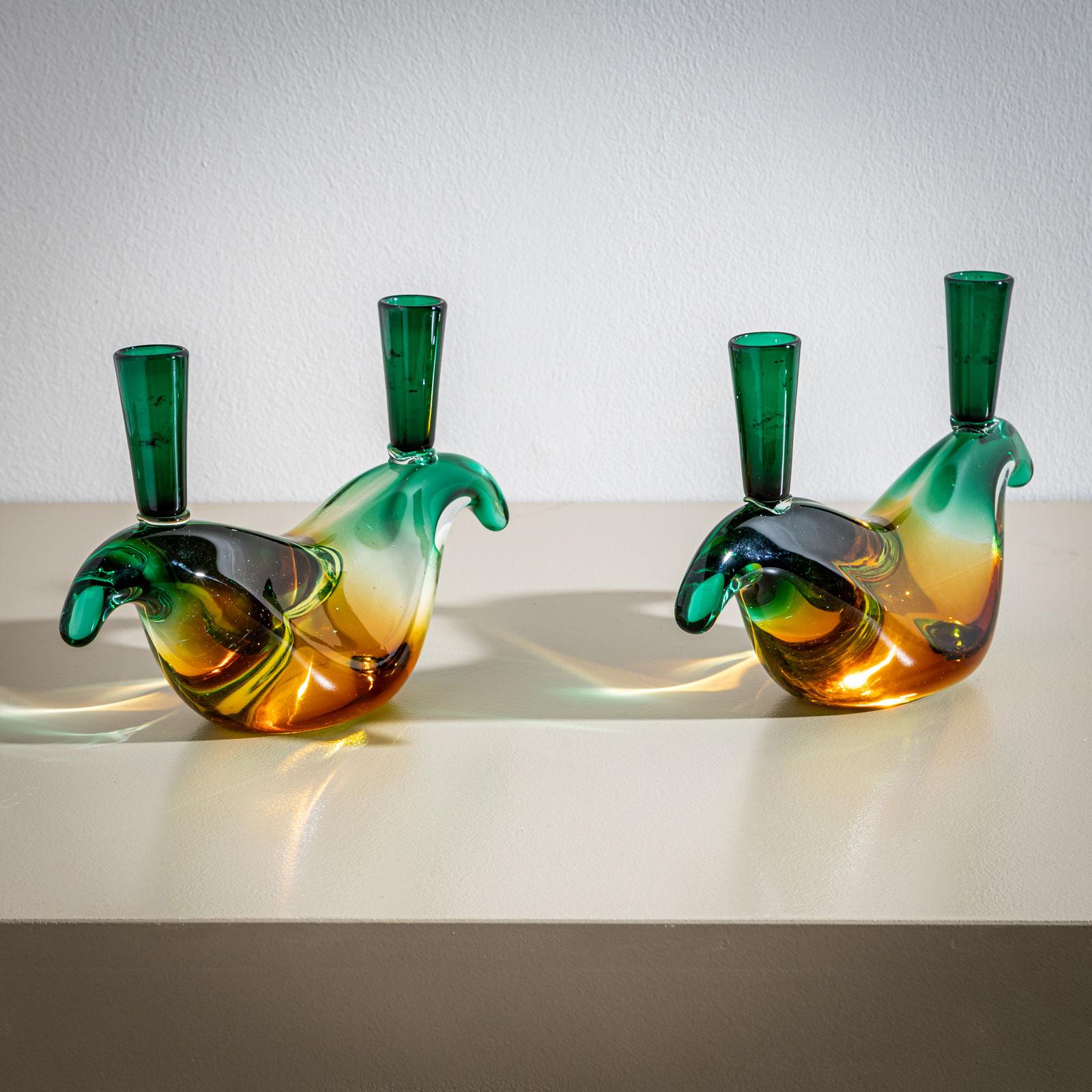 Portacandele in vetro di Murano del XX secolo di Flavio Poli per Seguso, Italia In condizioni buone in vendita a New York, NY