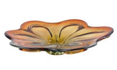 20th Century Murano Glass Centerpiece/ Bowl, Red/ Amber Colored, IT ca. 1970