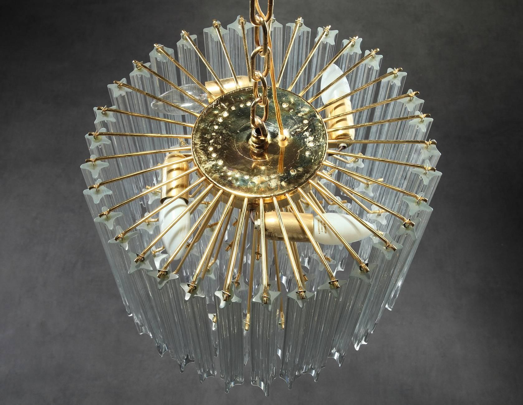 Gilt 20th Century Murano Glass Chandelier by Paolo Venini