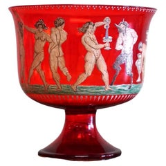 20th Century Murano Glass, Coupe De Mariage Red and Decorated, by Barovier