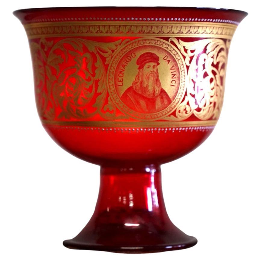 20th Century Murano Glass, Coupe De Mariage Red and Decorated, by Barovier