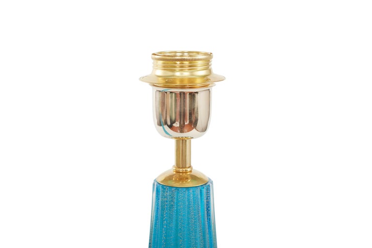 20th Century Murano Glass / Gold Flecks Pair Lamp For Sale 2