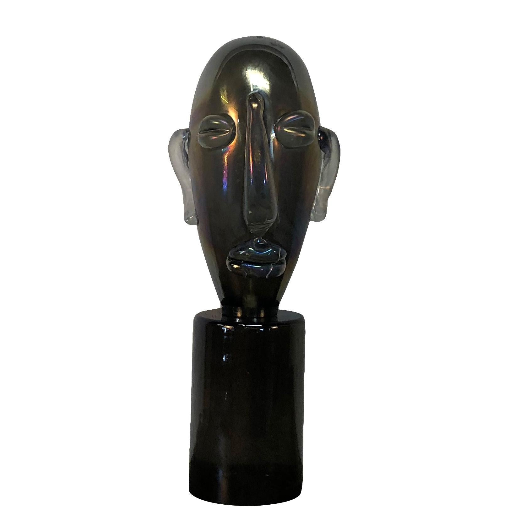 Mid-Century Modern 20th Century Italian Pair of Murano Glass Heads in the Manner of Pablo Picasso