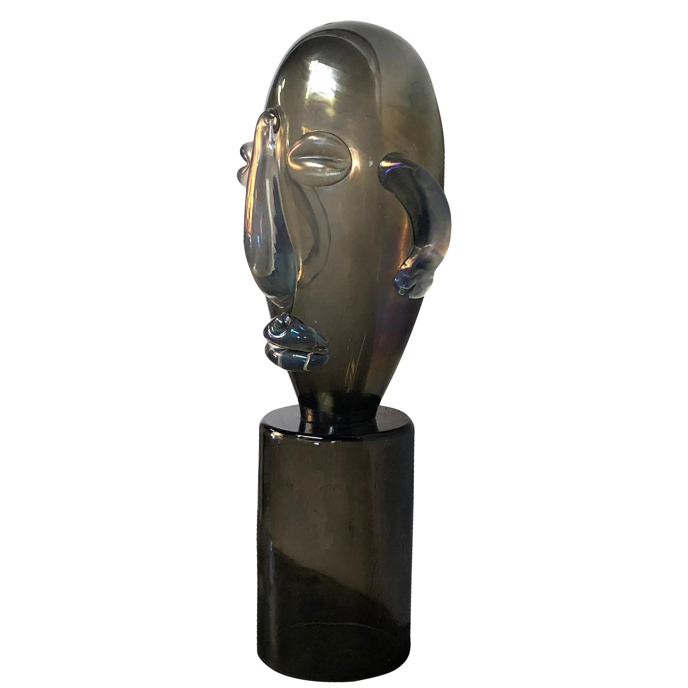 20th Century Italian Pair of Murano Glass Heads in the Manner of Pablo Picasso In Good Condition In West Palm Beach, FL