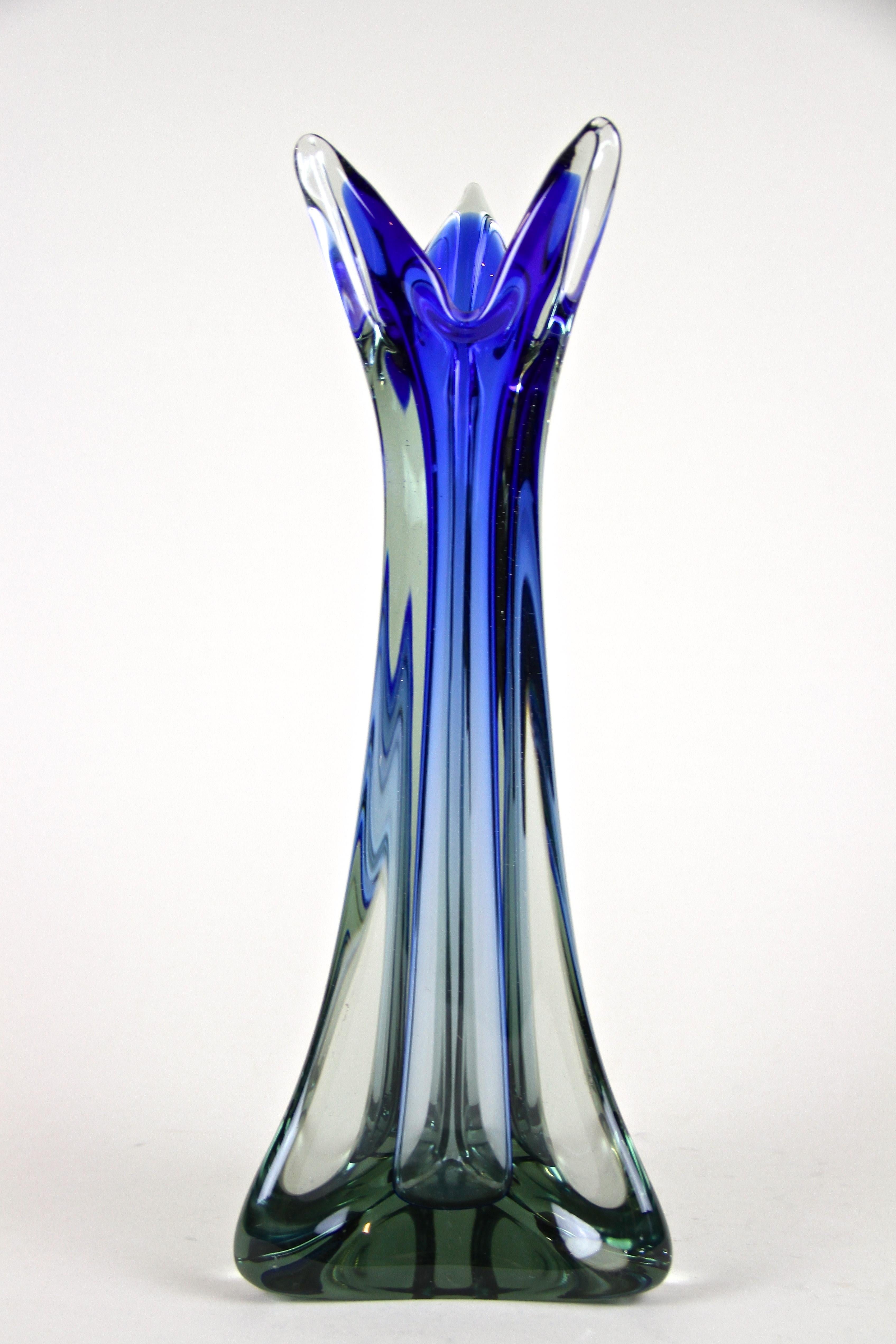Mid-Century Modern 20th Century Murano Glass Vase in Grey / Blue Tones, Italy circa 1970