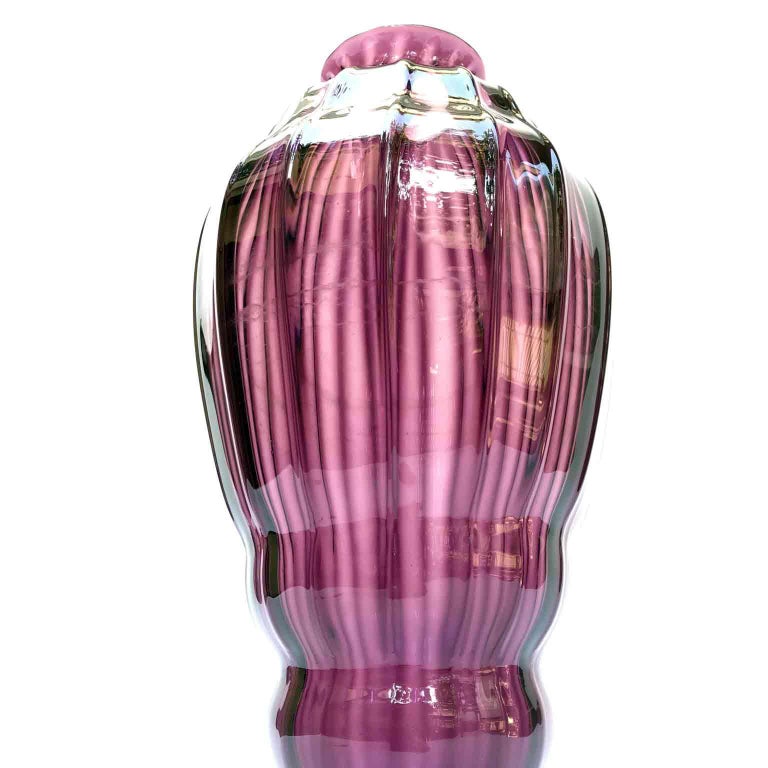 20th Century Murano Glass Vase Purple Ribbed Blown Glass For Sale at 1stdibs