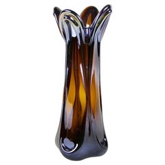 20th Century Murano Glass Vase with Iridiscent Chrome Effect, IT circa 1970