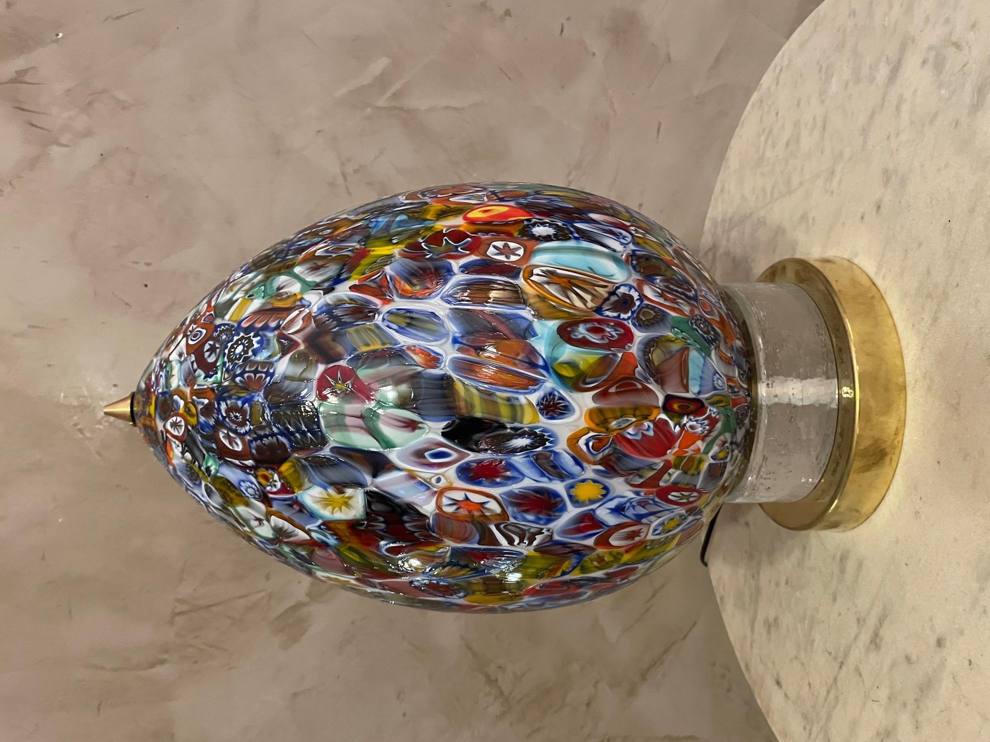 20th Century Murano Hand Blown Glass Egg Table Lamp In Excellent Condition In LEGNY, FR