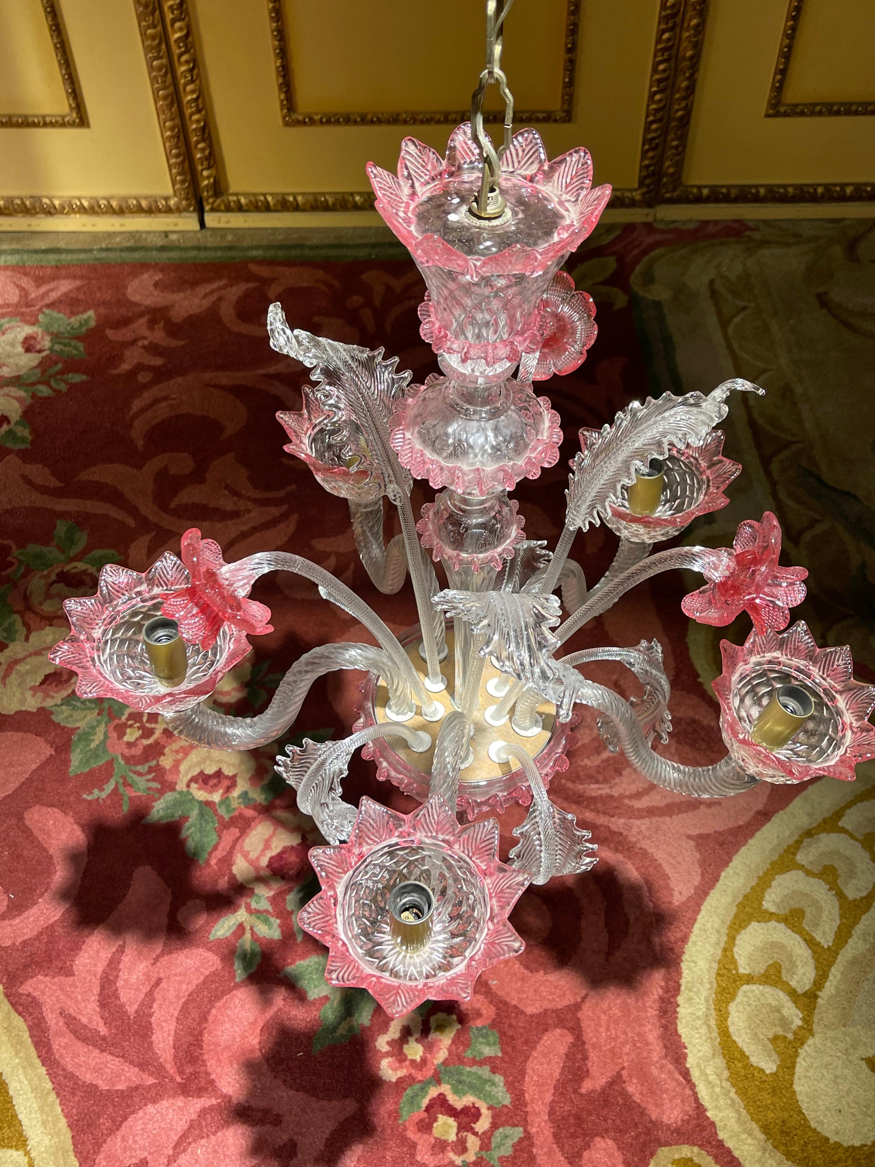 20th Century Murano Italy Chandelier Ceiling Luster, Mouth Blown For Sale 7
