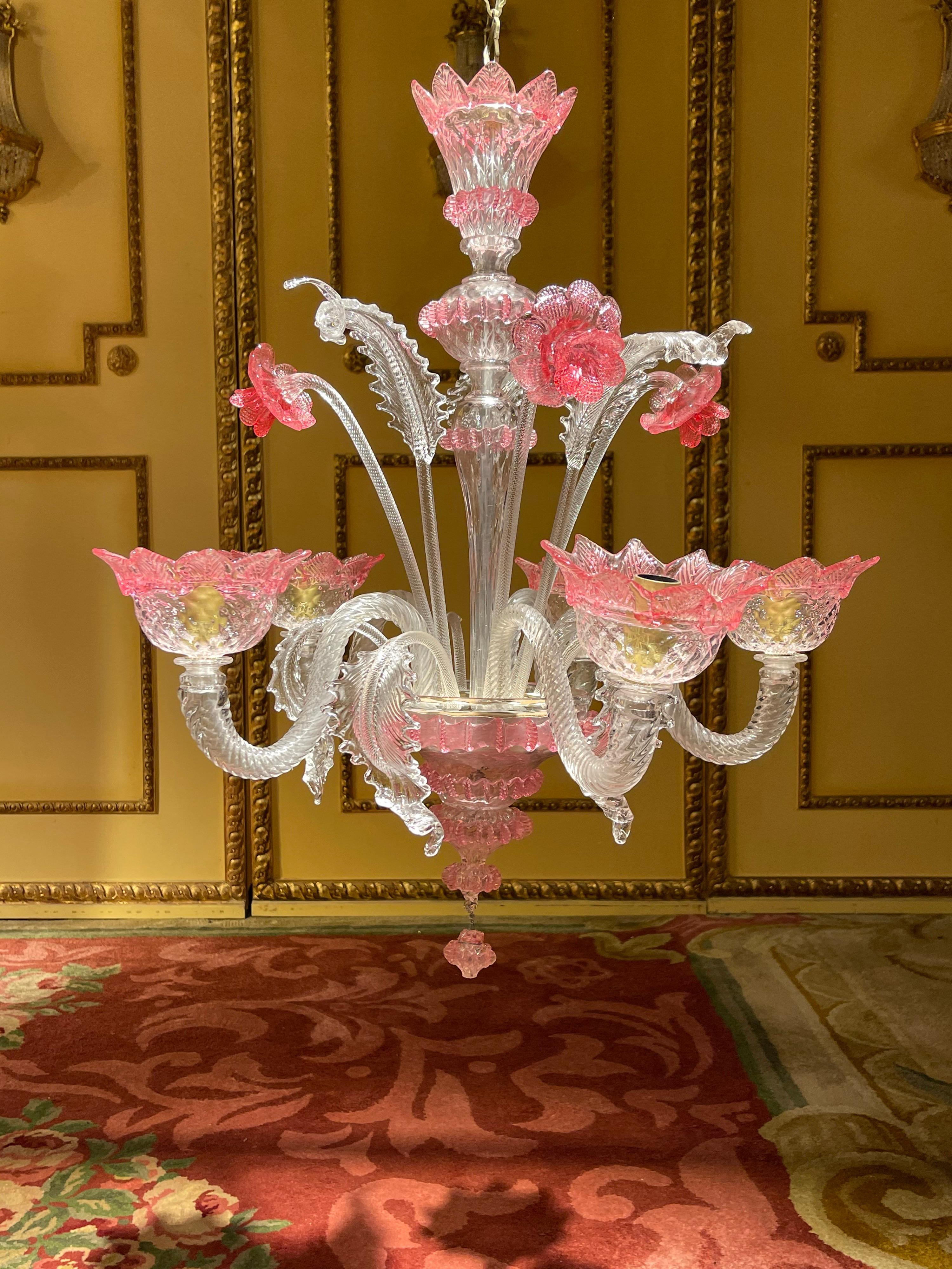 Italian 20th Century Murano Italy Chandelier Ceiling Luster, Mouth Blown For Sale