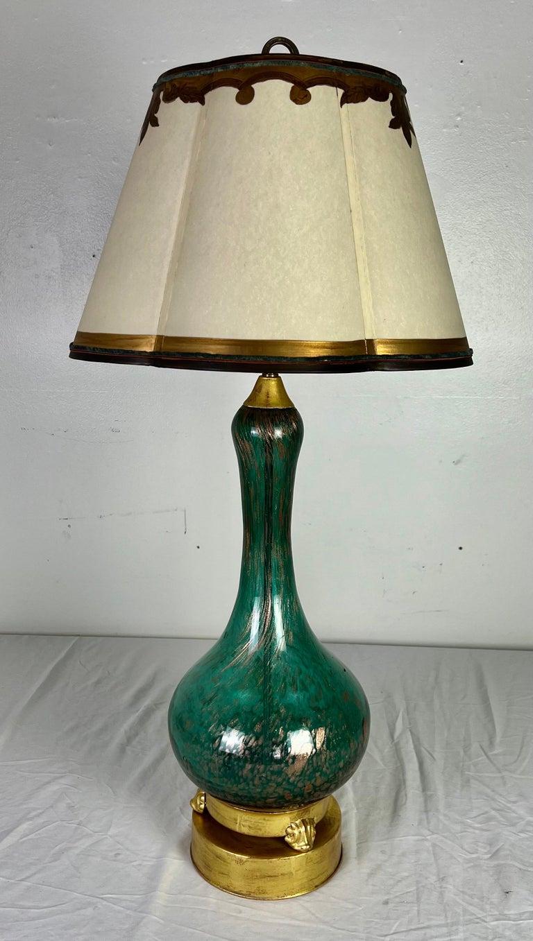 italien Lampe de Murano du 20e siècle avec abat-jour en parchemin en vente