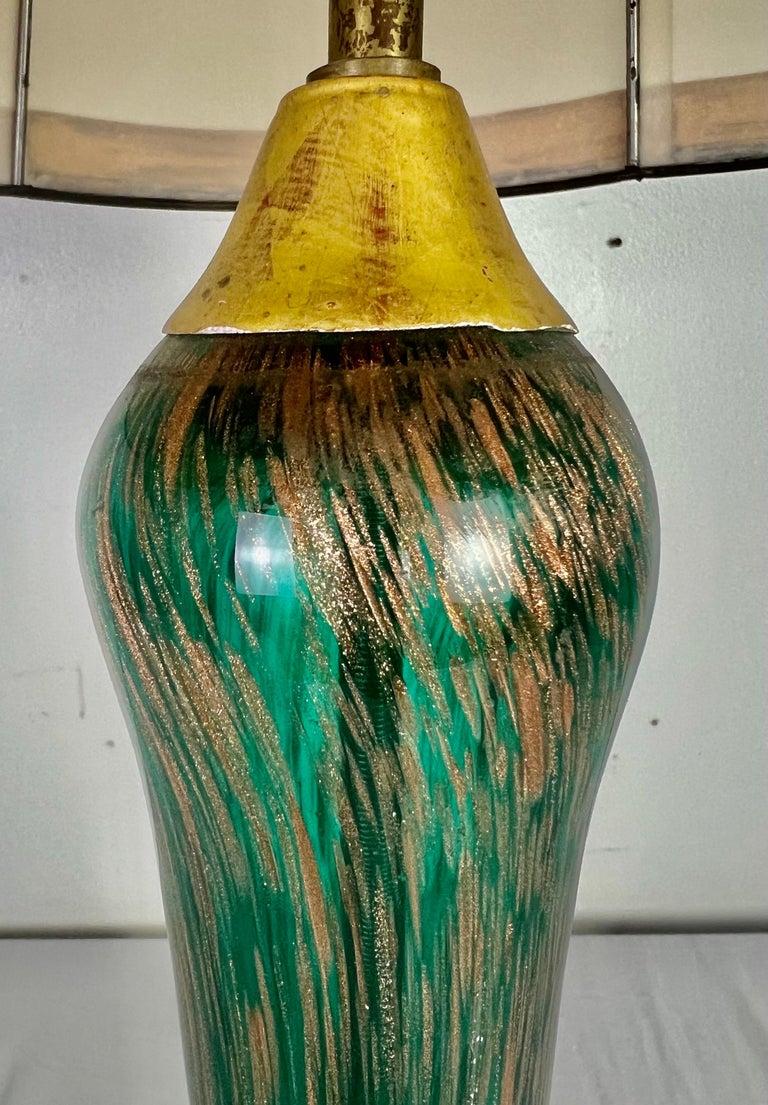 Blown Glass 20th Century Murano Lamp with Parchment Shade For Sale