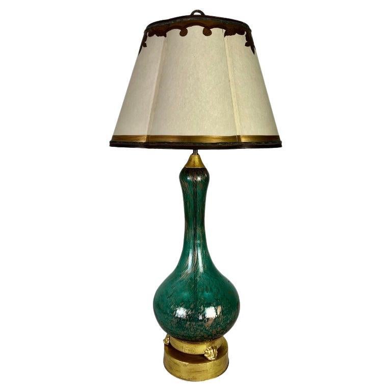 Lampe de Murano du 20e siècle avec abat-jour en parchemin