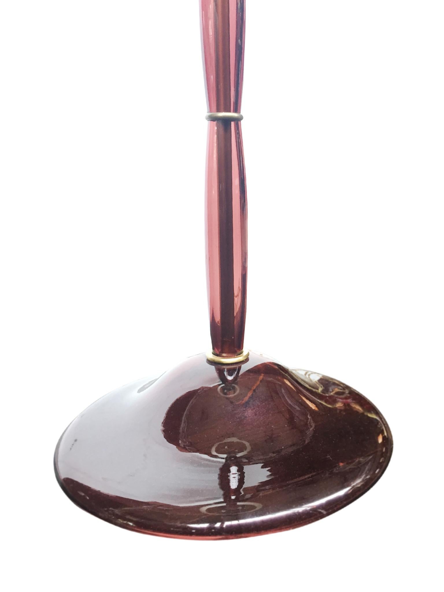 20th Century Murano Plum Color Glass Floor Lamp In Excellent Condition In New York, NY