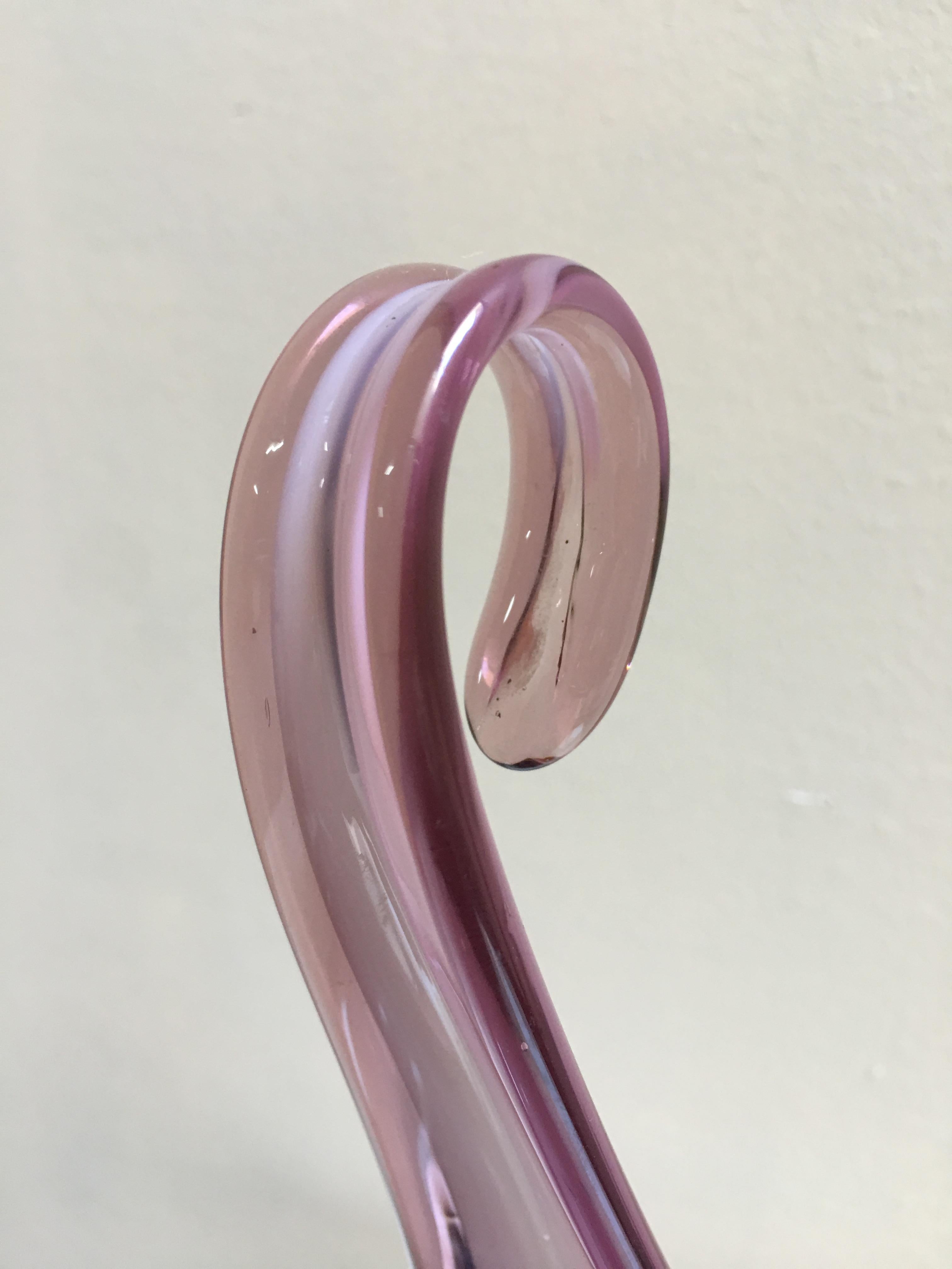 20th Century Murano Purple and Violet Swan Italian Art Glass Sculpture For Sale 4