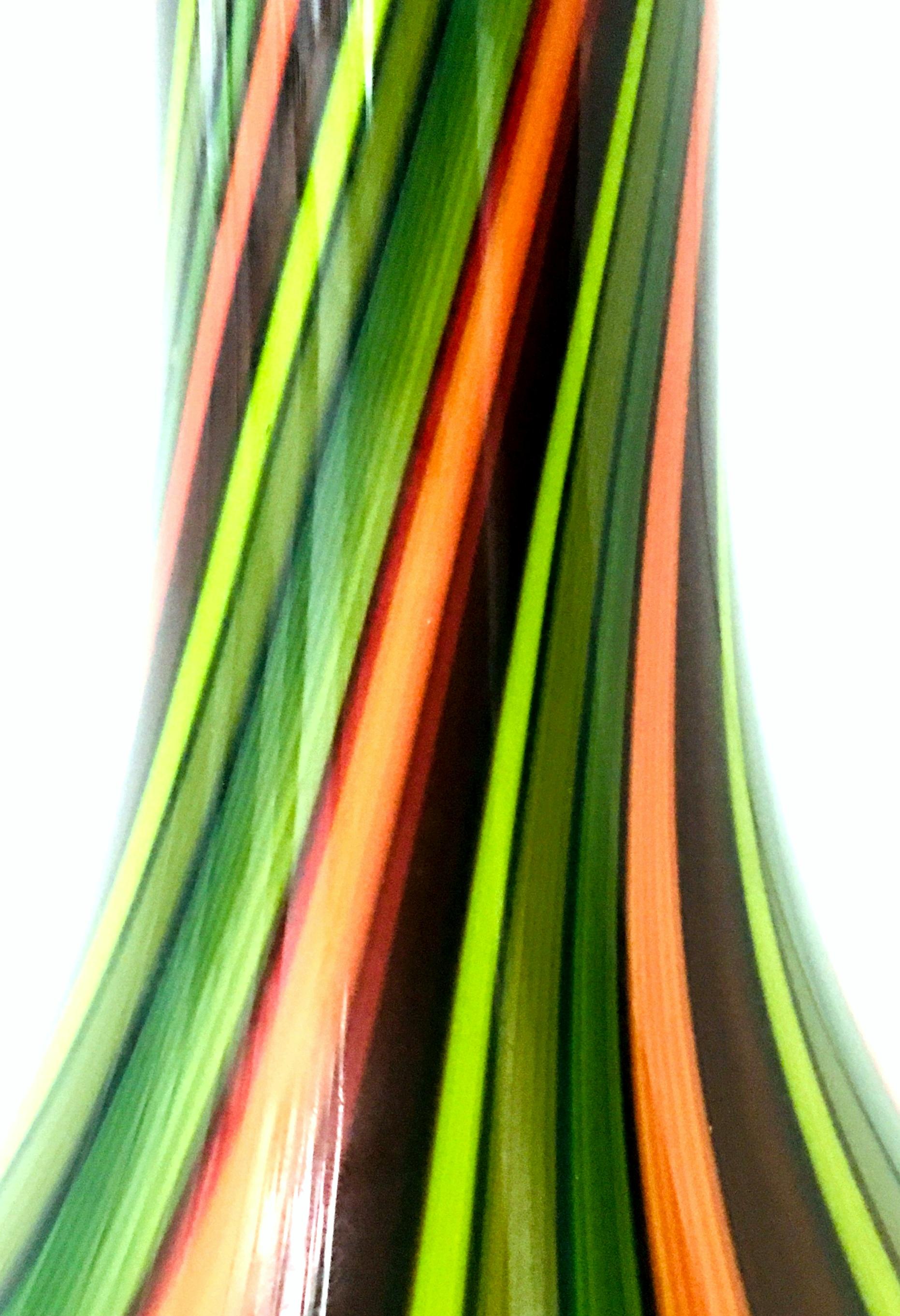 20th Century Murano Style Cased Art Glass Striped Vase For Sale 7