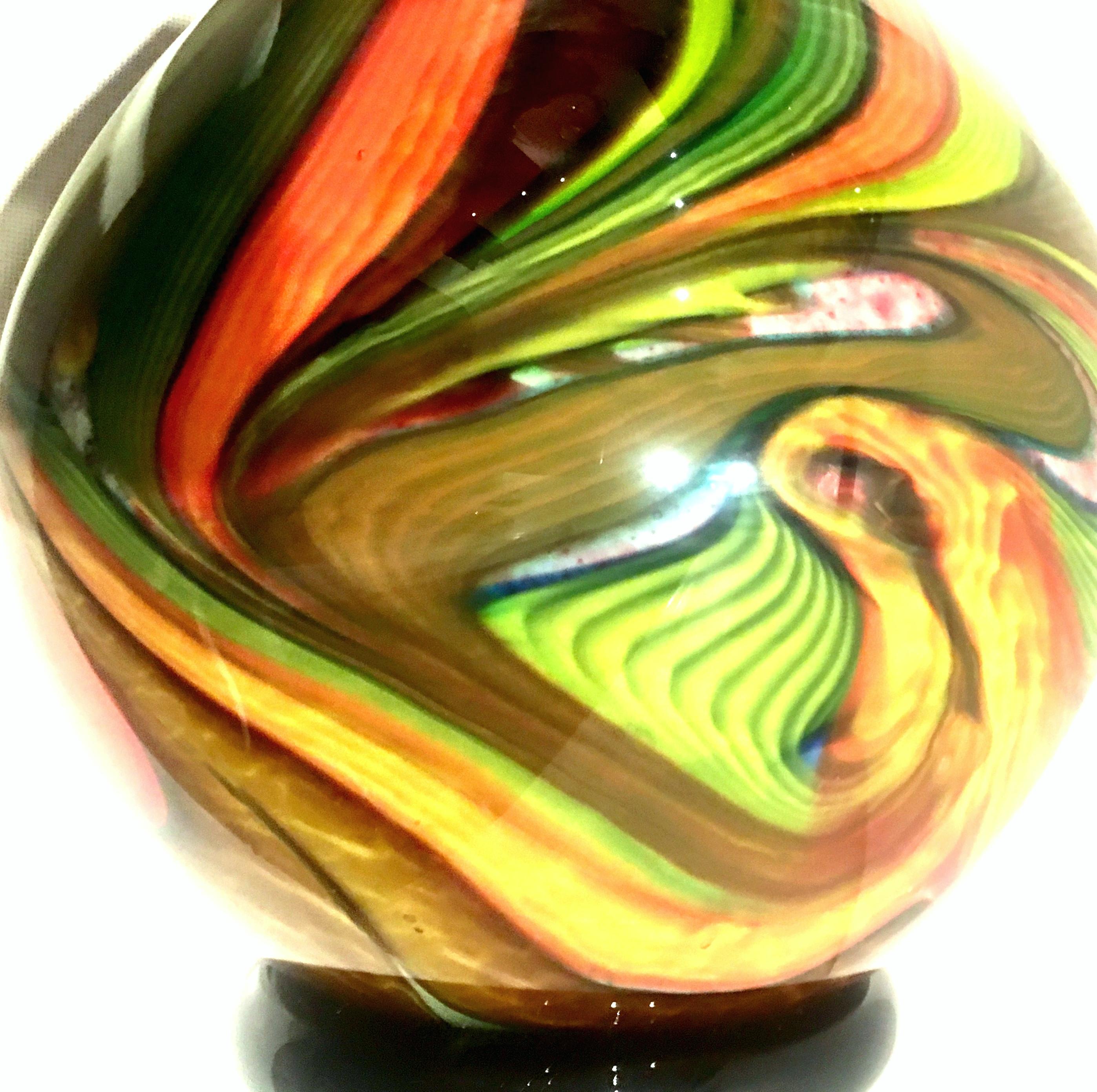 20th Century Murano Style Cased Art Glass Striped Vase For Sale 3