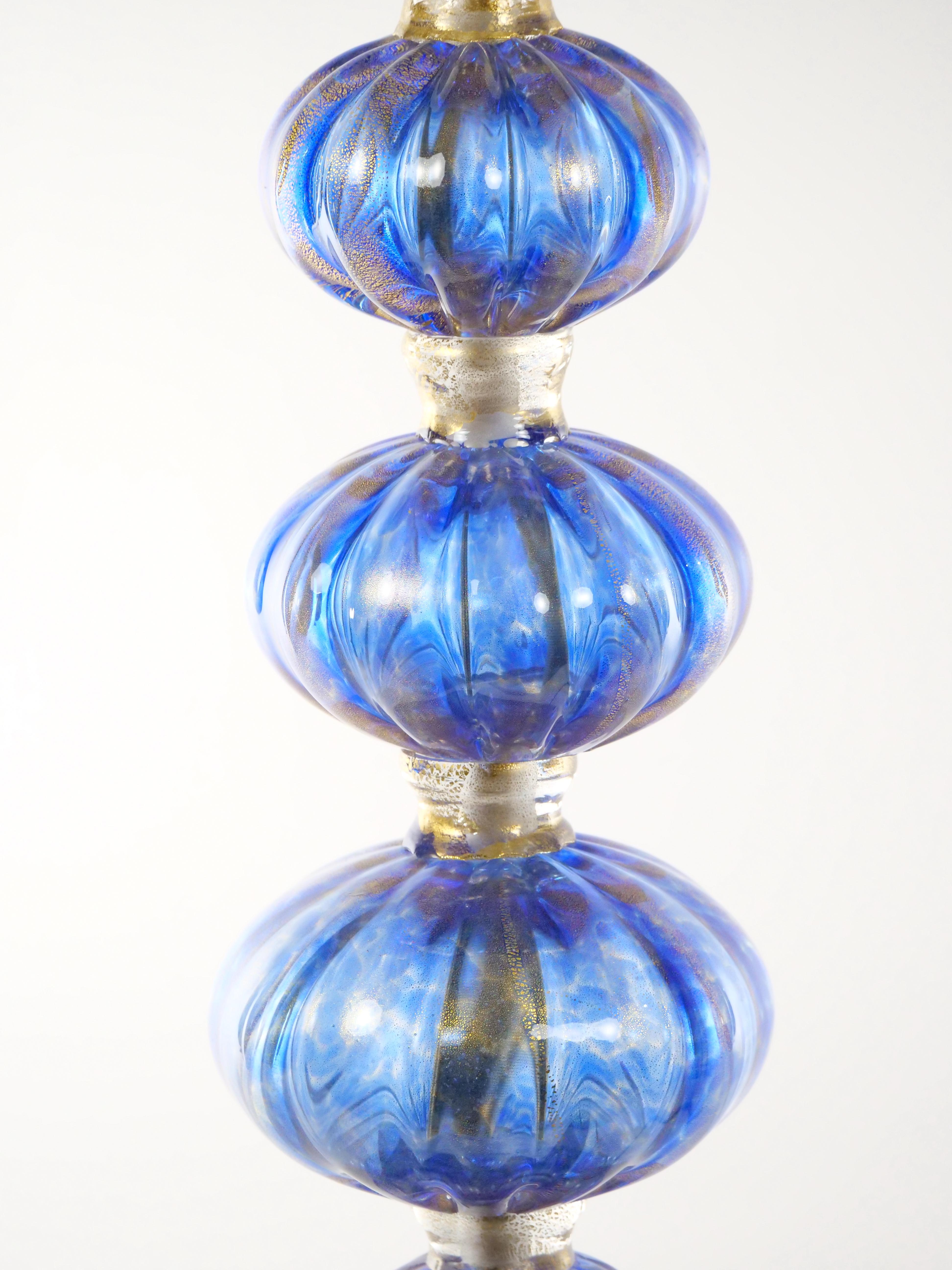 20th Century Murano Venetian Glass / Gold Flecks Table Lamps For Sale 4