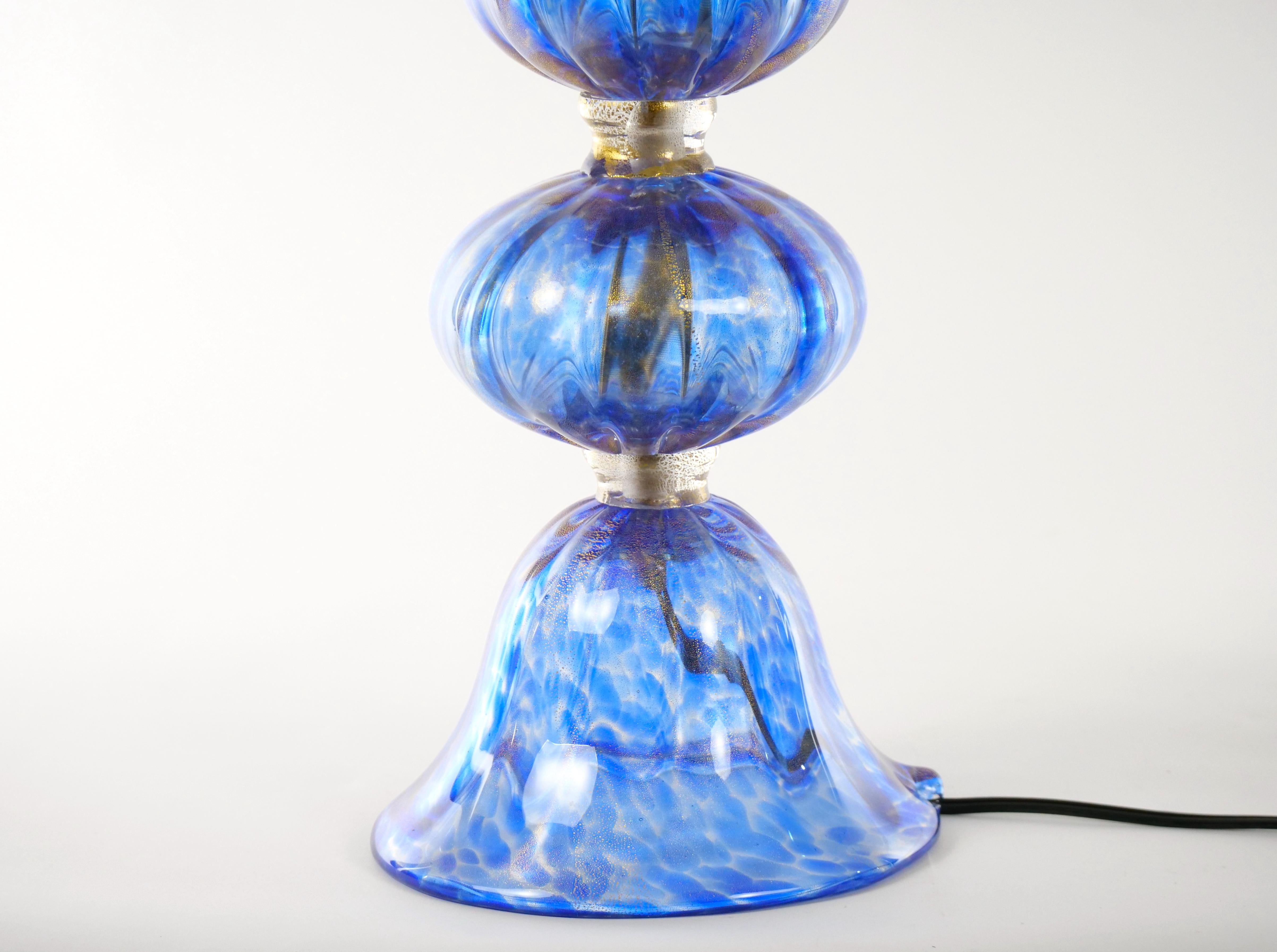 20th Century Murano Venetian Glass / Gold Flecks Table Lamps For Sale 5