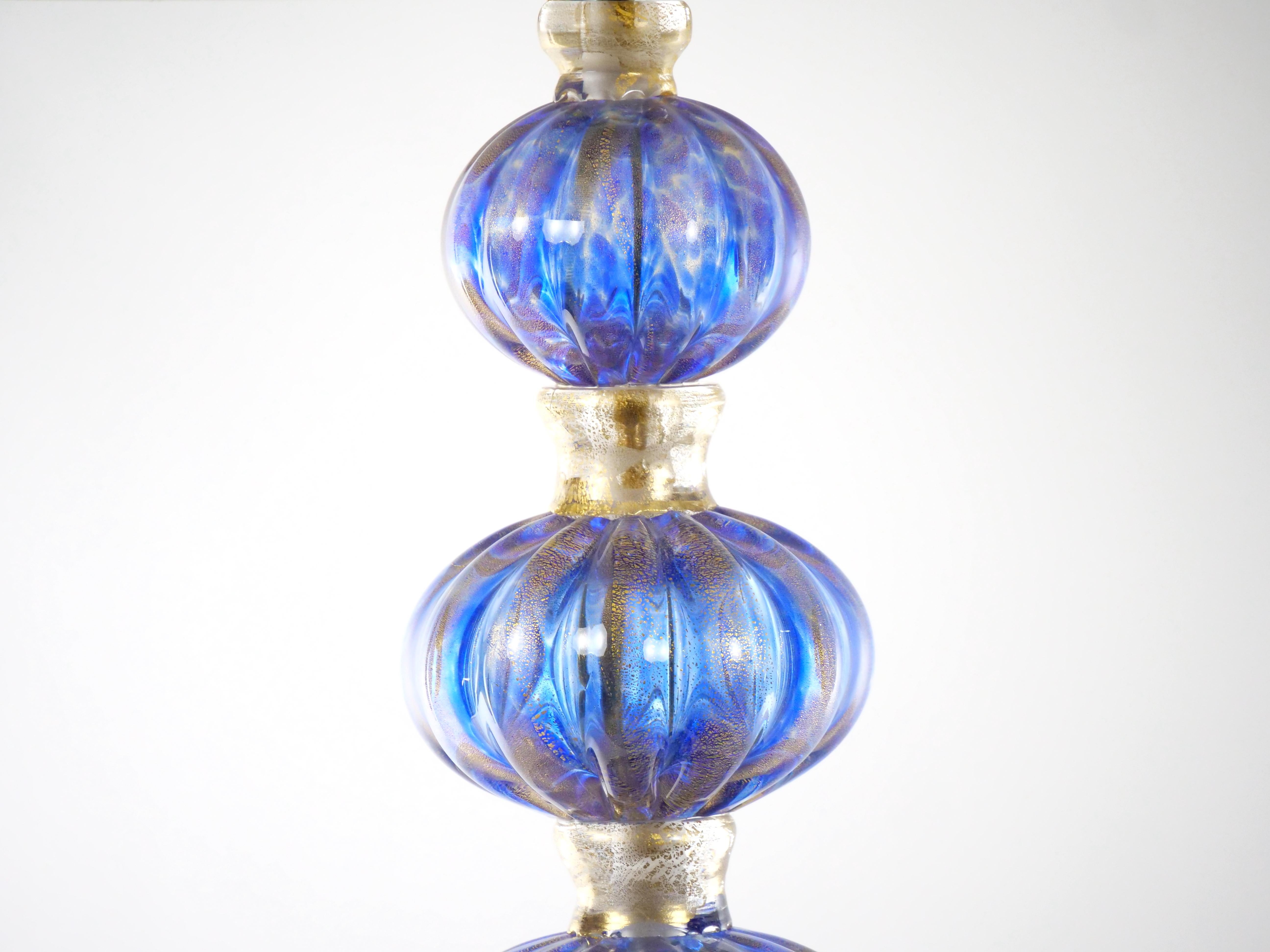 Venezianische Muranoglas-Tischlampen des 20. Jahrhunderts mit Goldflecken im Angebot 9
