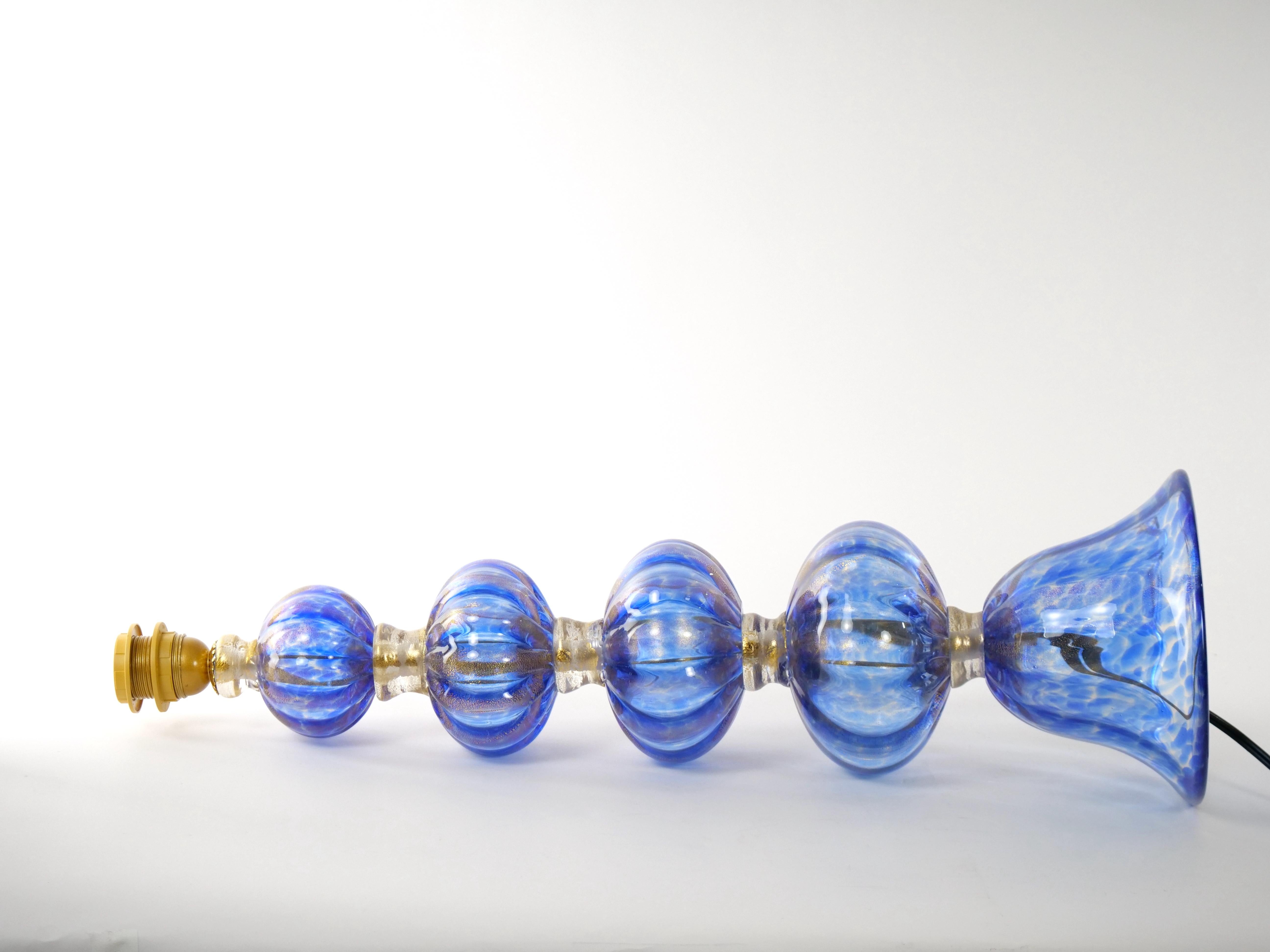 20th Century Murano Venetian Glass / Gold Flecks Table Lamps For Sale 9