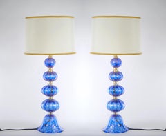 20th Century Murano Venetian Glass / Gold Flecks Table Lamps