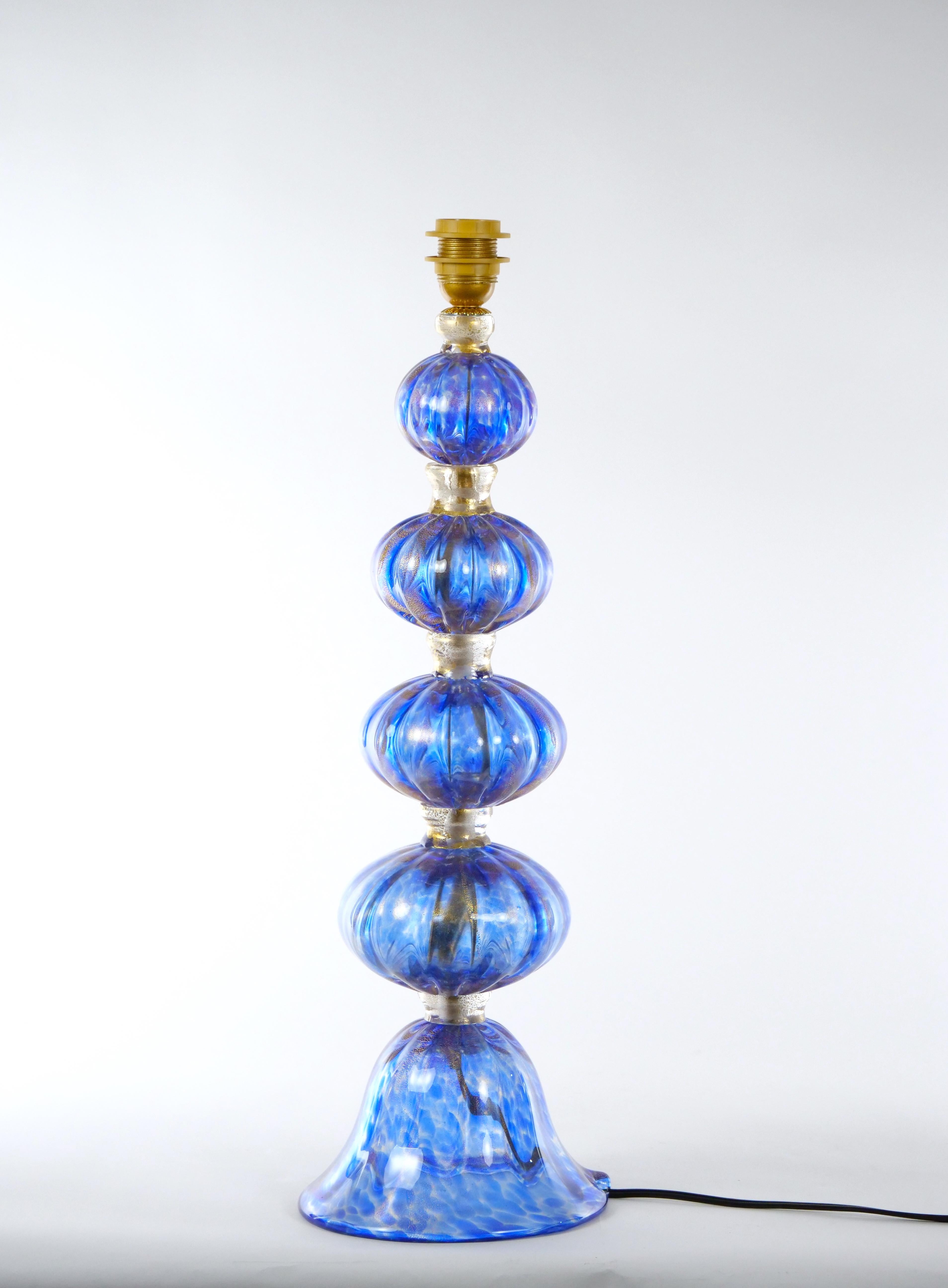 20th Century Murano Venetian Glass / Gold Flecks Table Lamps In Good Condition For Sale In Tarry Town, NY