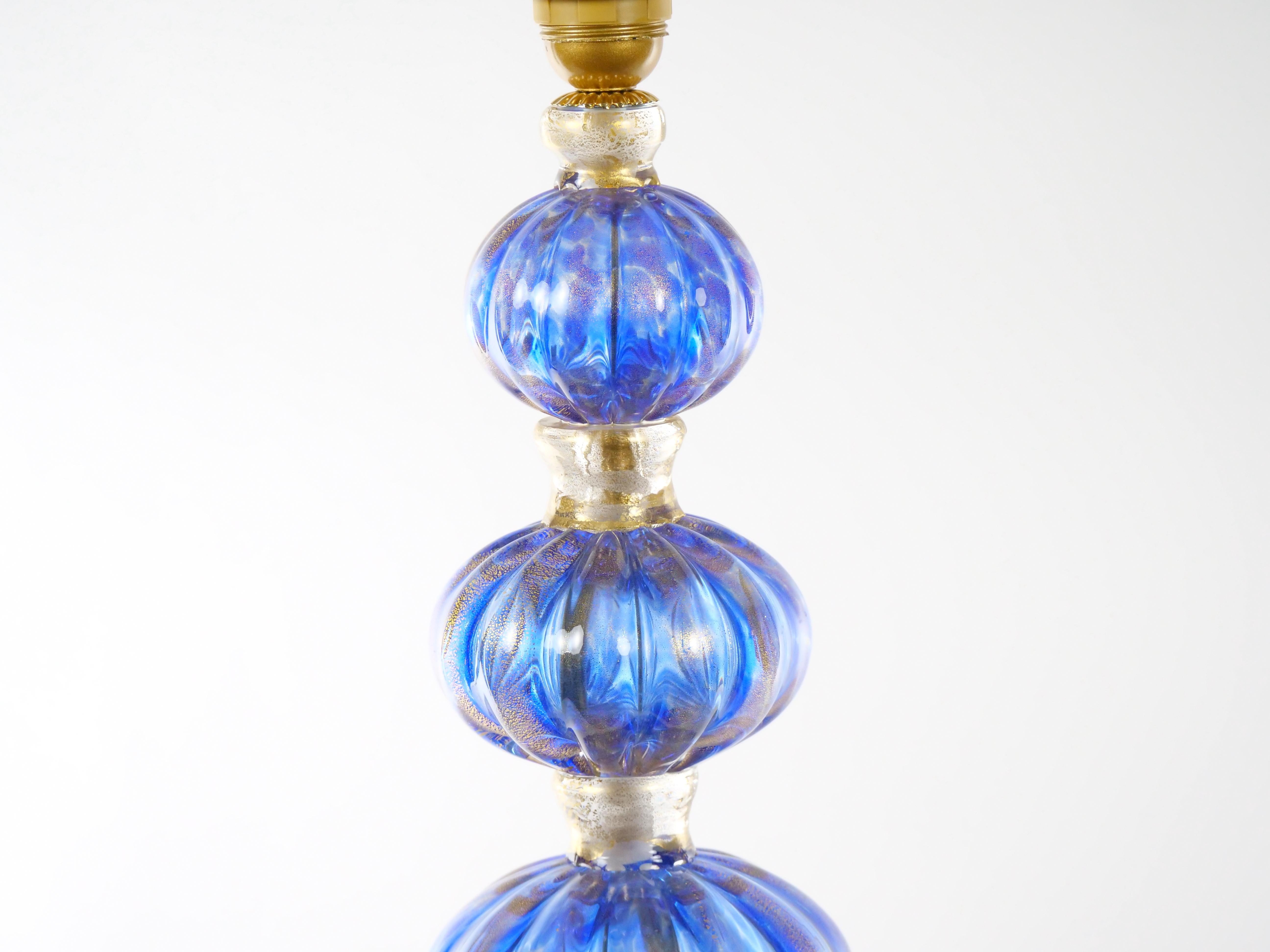 20th Century Murano Venetian Glass / Gold Flecks Table Lamps For Sale 2