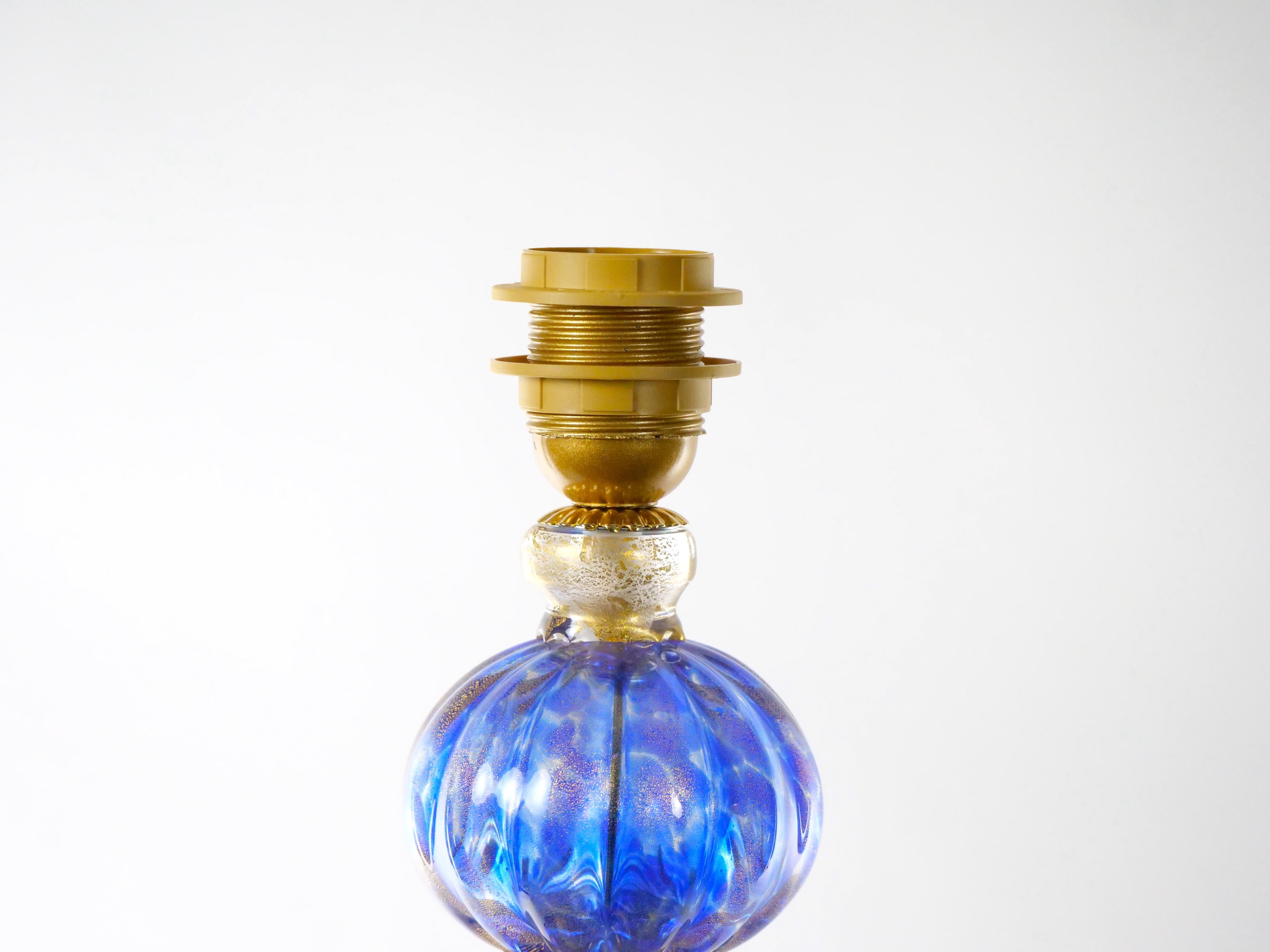 20th Century Murano Venetian Glass / Gold Flecks Table Lamps For Sale 3