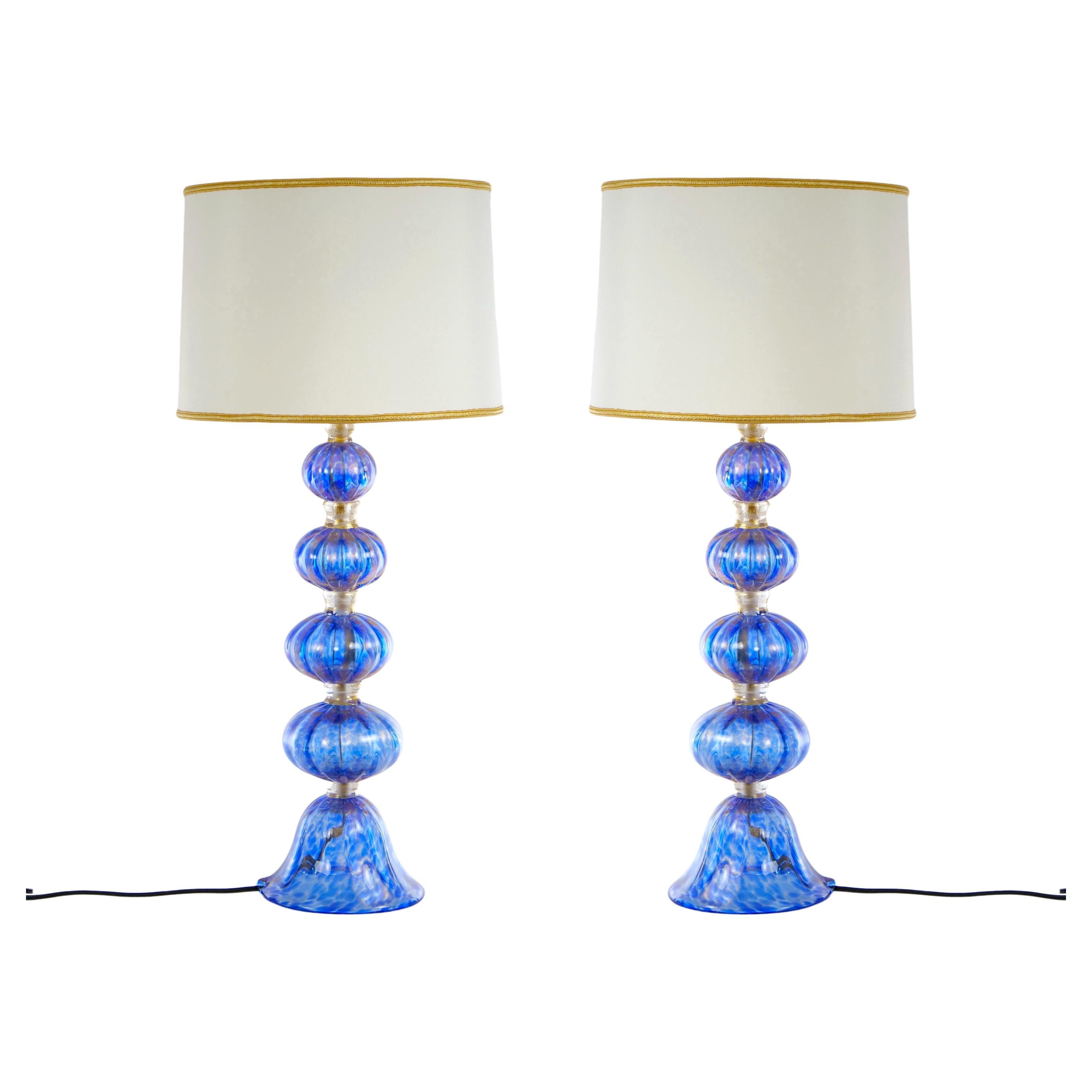 20th Century Murano Venetian Glass / Gold Flecks Table Lamps
