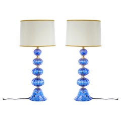 20th Century Murano Venetian Glass / Gold Flecks Table Lamps