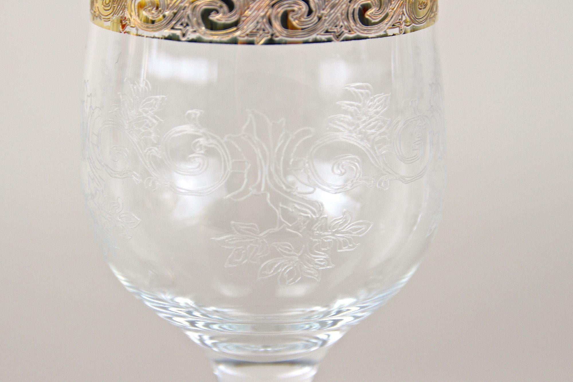 Oro Bicchieri da vino di Murano del XX secolo con bordo dorato, set di 6, Italia 1940 ca. in vendita