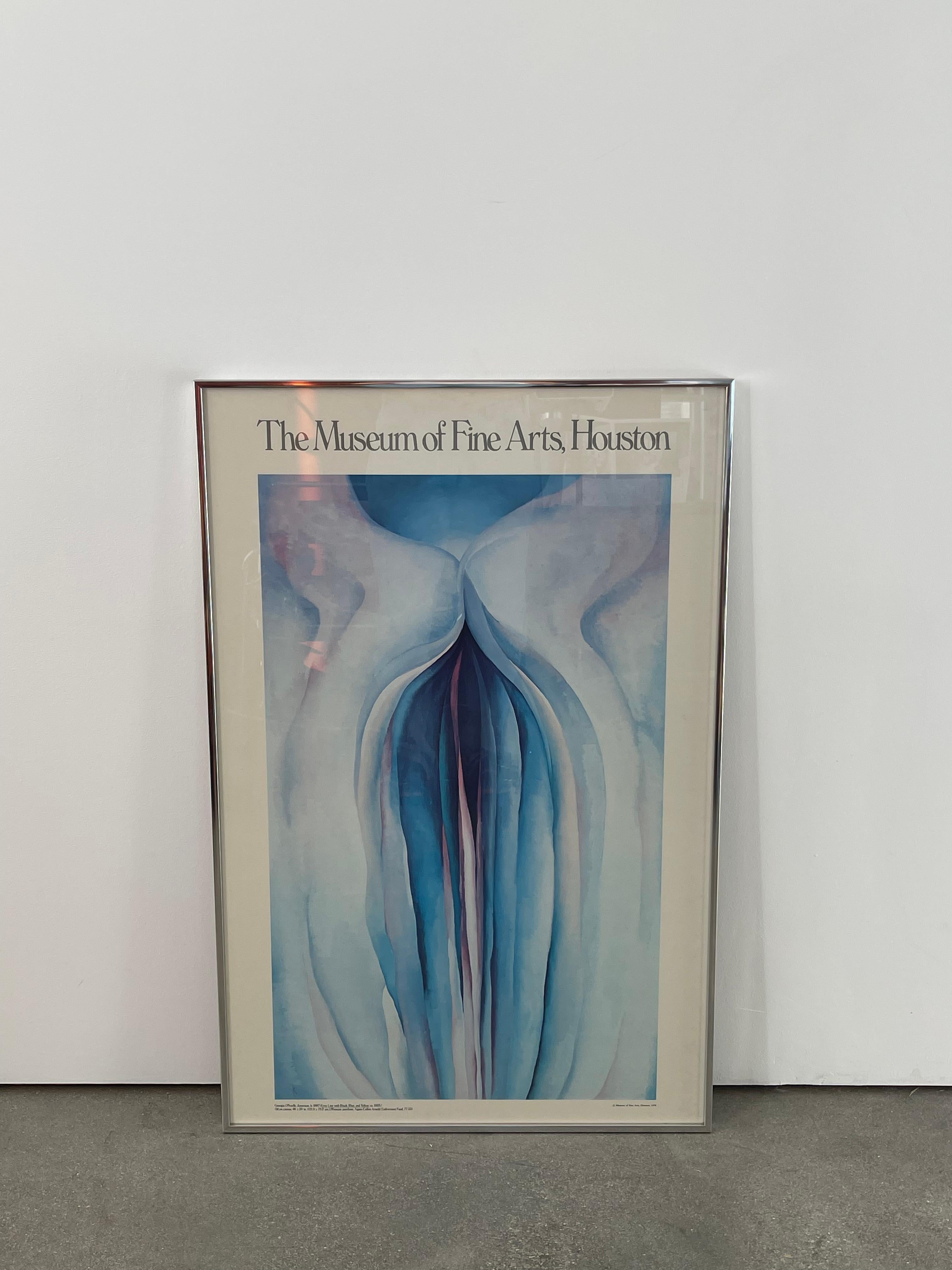 20th Century Museum of Fine Art Print 1978 by Georgia O'Keeffe with beautiful colors displayed in a silver aluminum metal large frame.

Dimensions:
23.25