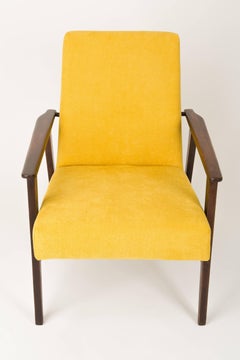 Fauteuil en dante jaune moutarde du XXe siècle, années 1960