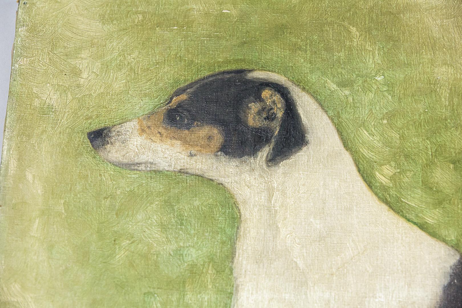 20th Century Naïve Oil on Canvas Painting of a Jack Russell 3