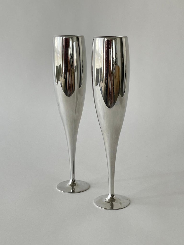 20th Century, Nambe Aluminum Champagne Glasses at 1stDibs