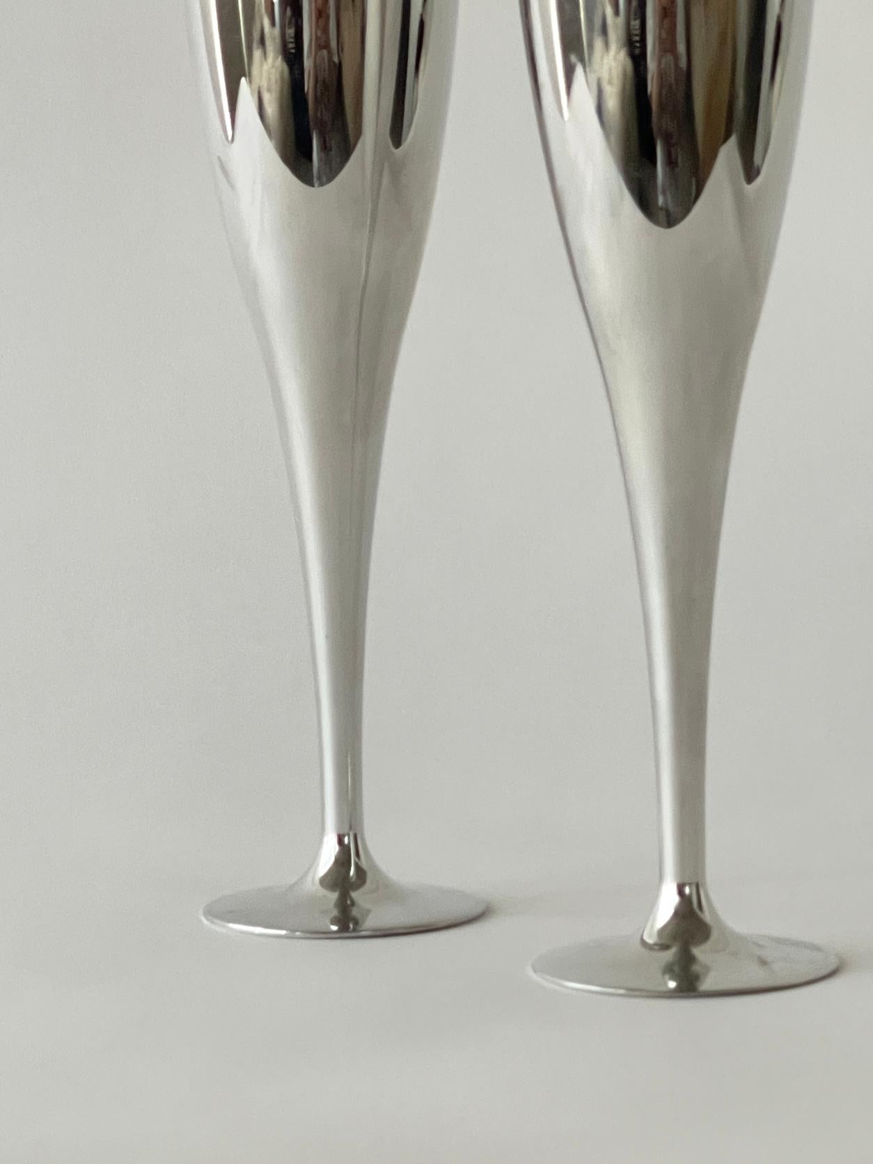 Post-Modern 20th Century, Nambe Aluminum Champagne Glasses