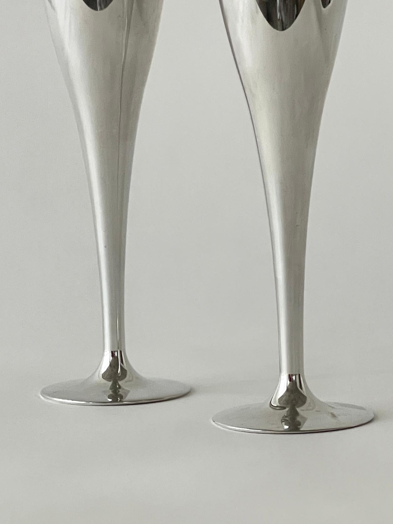 Unknown 20th Century, Nambe Aluminum Champagne Glasses