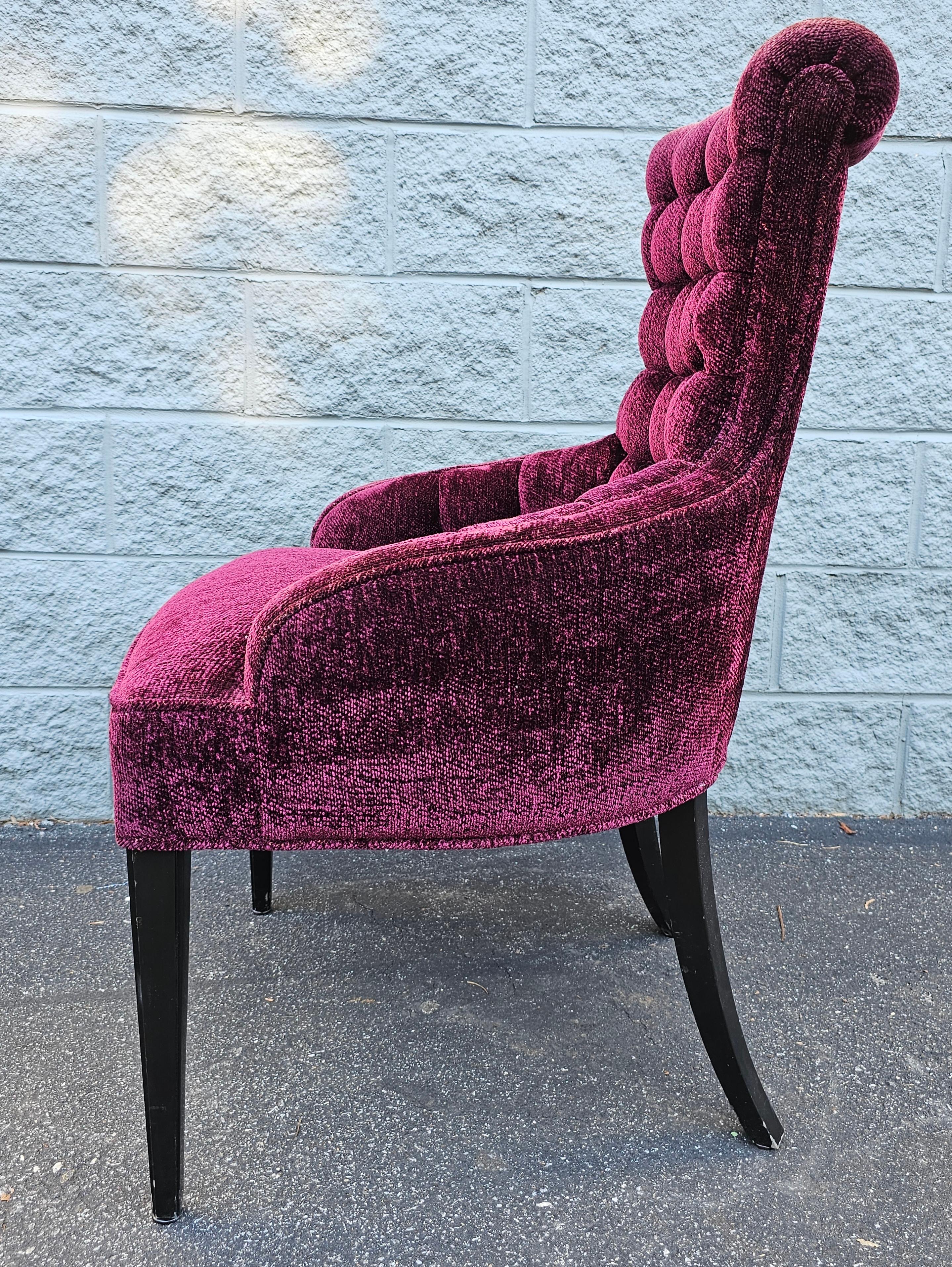 American Century Nancy Corzine  Tufted Velvet Upholstered Armchair For Sale